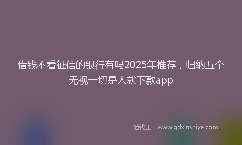 借钱不看征信的银行有吗2025年推荐,归纳五个无视一切是人就下款app