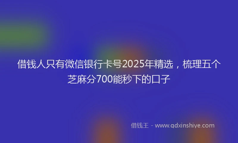 借钱人只有微信银行卡号2025年精选，梳理五个芝麻分700能秒下的口子