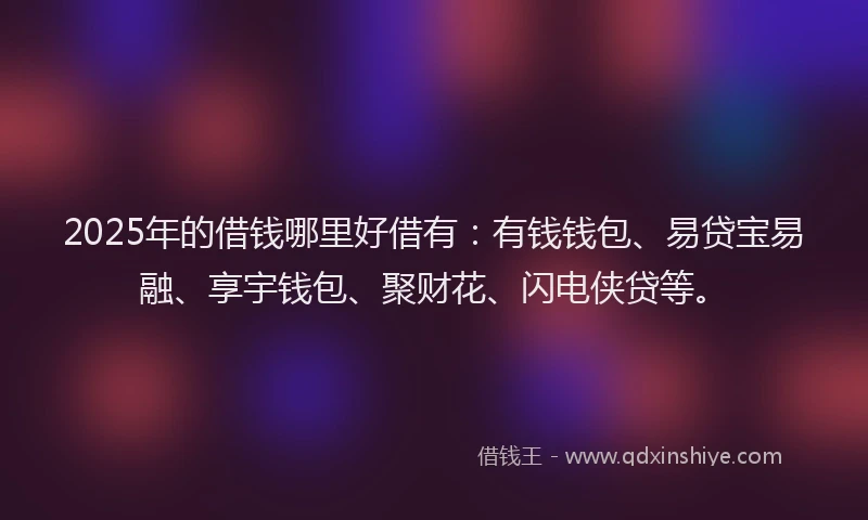 2025年的借钱哪里好借有：有钱钱包、易贷宝易融、享宇钱包、聚财花、闪电侠贷等。