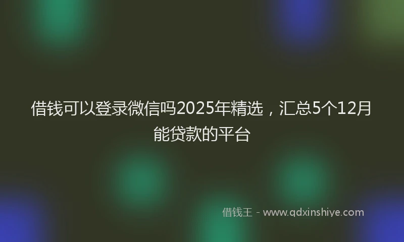 借钱可以登录微信吗2025年精选，汇总5个12月能贷款的平台