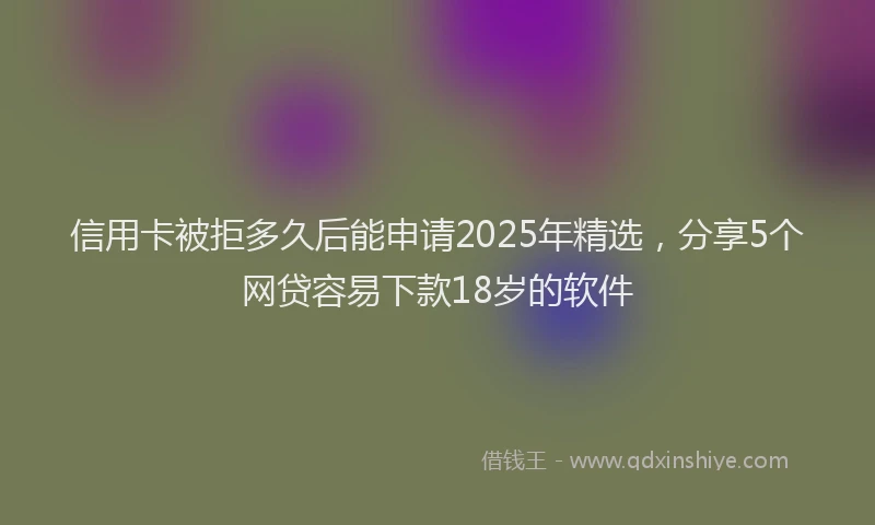 信用卡被拒多久后能申请2025年精选，分享5个网贷容易下款18岁的软件