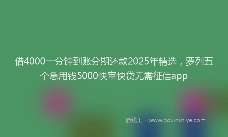 借4000一分钟到账分期还款2025年精选，罗列五个急用钱5000快审快贷无需征信app