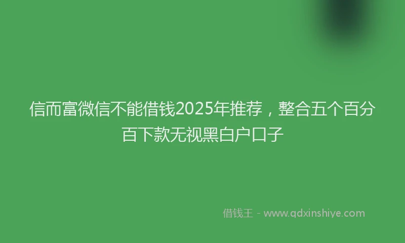 信而富微信不能借钱2025年推荐，整合五个百分百下款无视黑白户口子