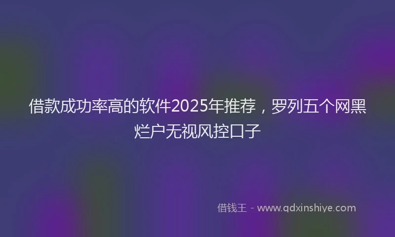 借款成功率高的软件2025年推荐,罗列五个网黑烂户无视风控口子