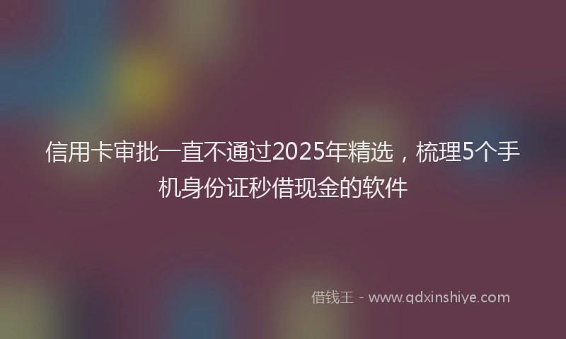 信用卡审批一直不通过2025年精选，梳理5个手机身份证秒借现金的软件