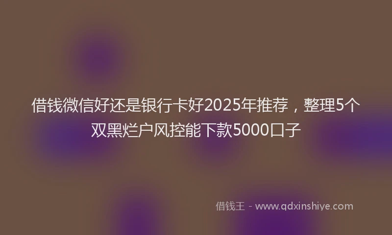 借钱微信好还是银行卡好2025年推荐，整理5个双黑烂户风控能下款5000口子