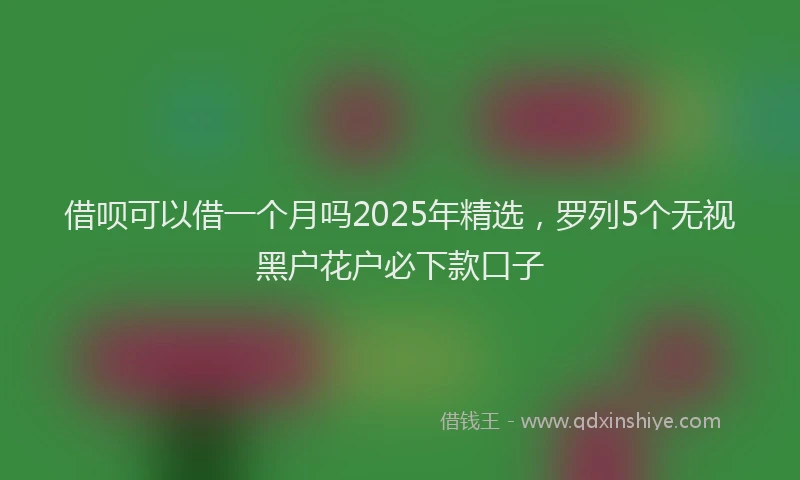 借呗可以借一个月吗2025年精选，罗列5个无视黑户花户必下款口子