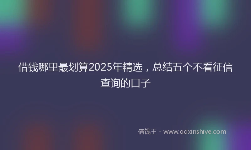 借钱哪里最划算2025年精选，总结五个不看征信查询的口子