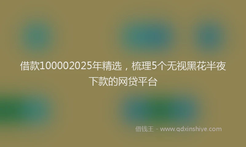 借款100002025年精选，梳理5个无视黑花半夜下款的网贷平台