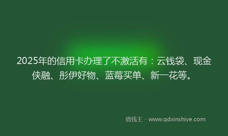2025年的信用卡办理了不激活有：云钱袋、现金侠融、彤伊好物、蓝莓买单、新一花等。
