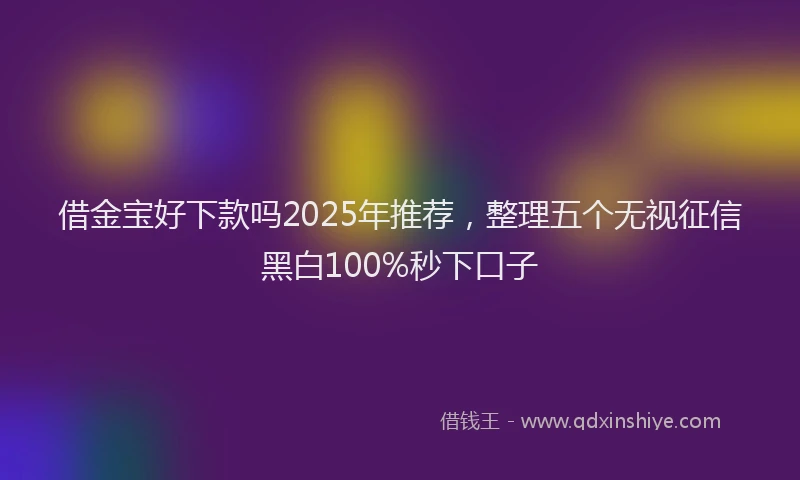 借金宝好下款吗2025年推荐，整理五个无视征信黑白100%秒下口子