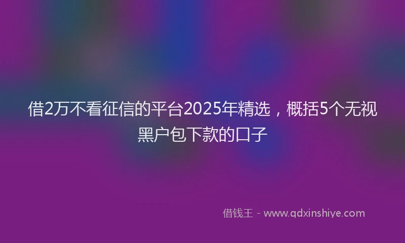 借2万不看征信的平台2025年精选，概括5个无视黑户包下款的口子