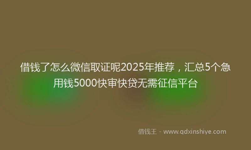 借钱了怎么微信取证呢2025年推荐，汇总5个急用钱5000快审快贷无需征信平台