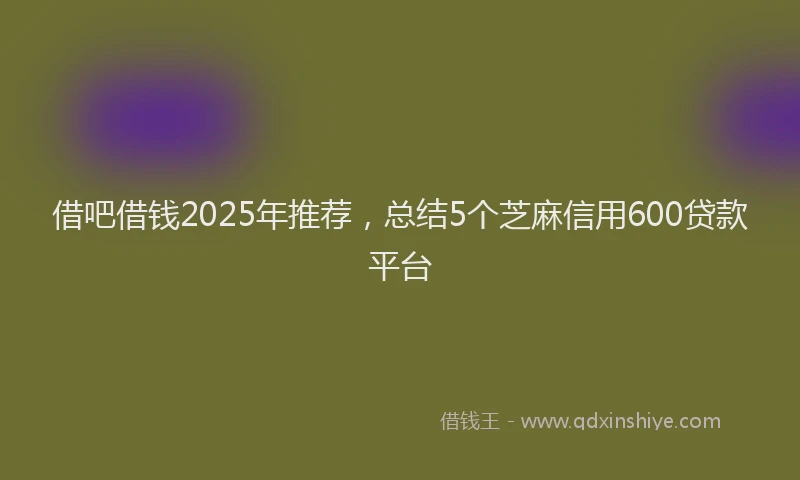 借吧借钱2025年推荐，总结5个芝麻信用600贷款平台