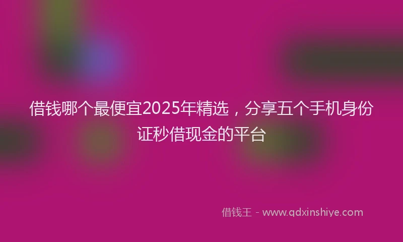 借钱哪个最便宜2025年精选，分享五个手机身份证秒借现金的平台