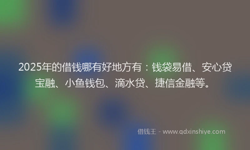 2025年的借钱哪有好地方有：钱袋易借、安心贷宝融、小鱼钱包、滴水贷、捷信金融等。