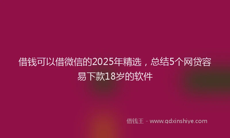 借钱可以借微信的2025年精选，总结5个网贷容易下款18岁的软件
