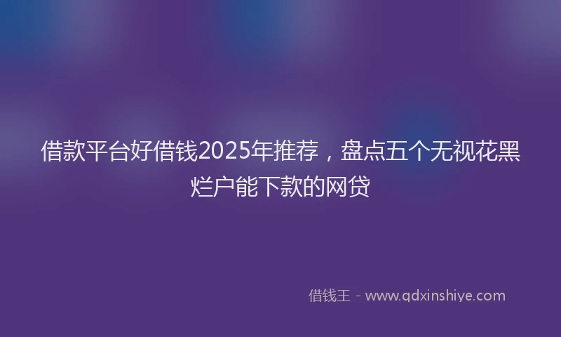 借款平台好借钱2025年推荐，盘点五个无视花黑烂户能下款的网贷