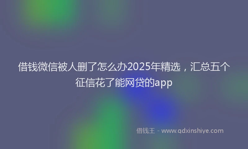 借钱微信被人删了怎么办2025年精选，汇总五个征信花了能网贷的app