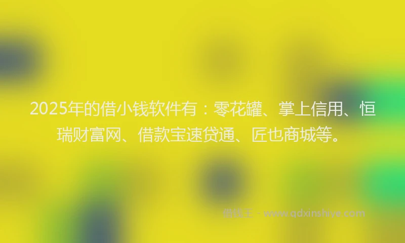 2025年的借小钱软件有：零花罐、掌上信用、恒瑞财富网、借款宝速贷通、匠也商城等。