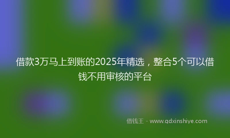 借款3万马上到账的2025年精选，整合5个可以借钱不用审核的平台