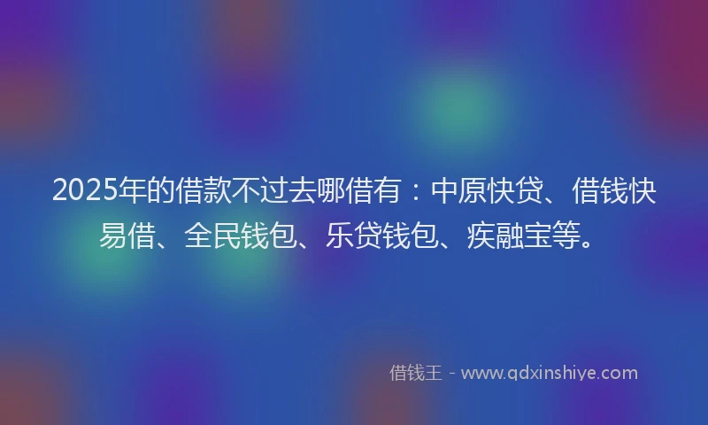 2025年的借款不过去哪借有：中原快贷、借钱快易借、全民钱包、乐贷钱包、疾融宝等。