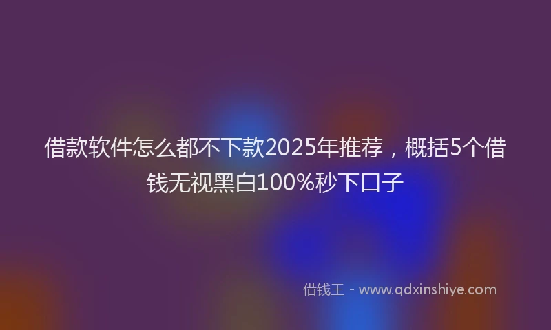 借款软件怎么都不下款2025年推荐，概括5个借钱无视黑白100%秒下口子