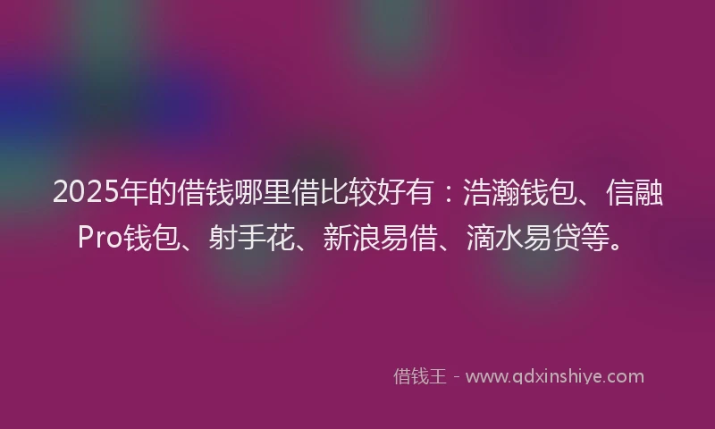 2025年的借钱哪里借比较好有：浩瀚钱包、信融Pro钱包、射手花、新浪易借、滴水易贷等。