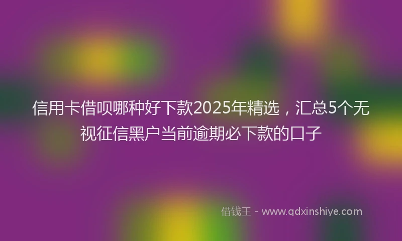 信用卡借呗哪种好下款2025年精选，汇总5个无视征信黑户当前逾期必下款的口子