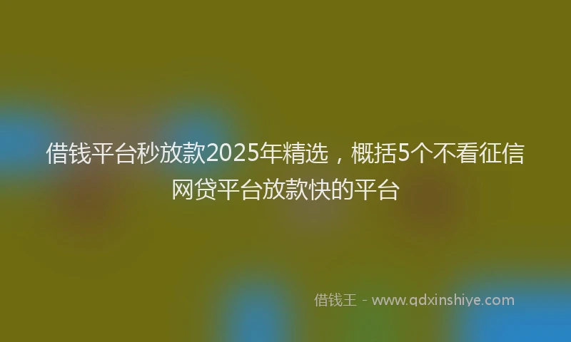 借钱平台秒放款2025年精选，概括5个不看征信网贷平台放款快的平台