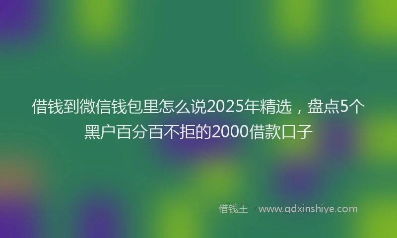 借钱到微信钱包里怎么说2025年精选,盘点5个黑户百分百不拒的2000借款口子
