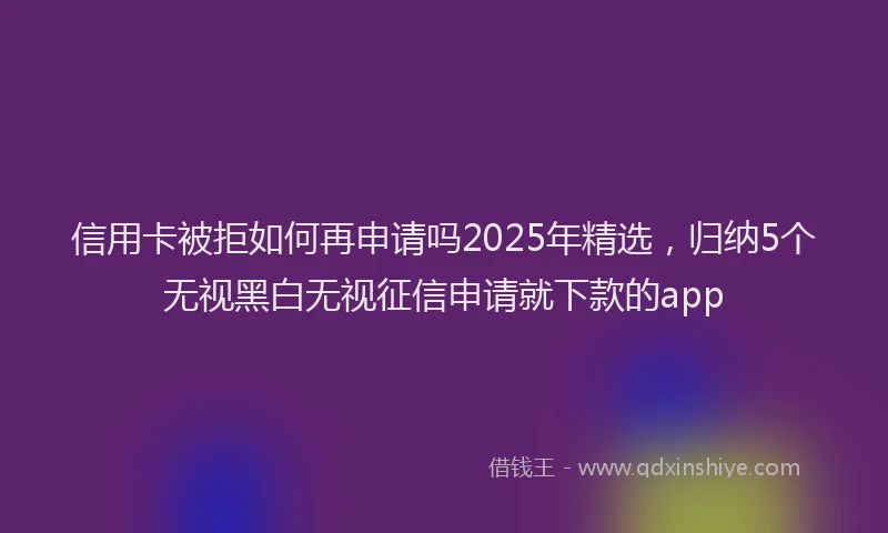 信用卡被拒如何再申请吗2025年精选，归纳5个无视黑白无视征信申请就下款的app