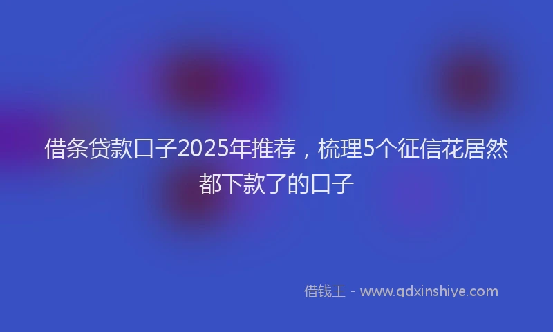 借条贷款口子2025年推荐,梳理5个征信花居然都下款了的口子