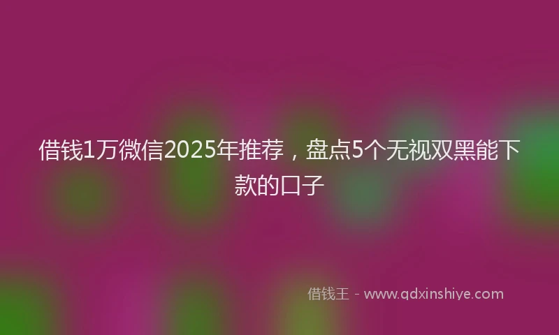 借钱1万微信2025年推荐，盘点5个无视双黑能下款的口子