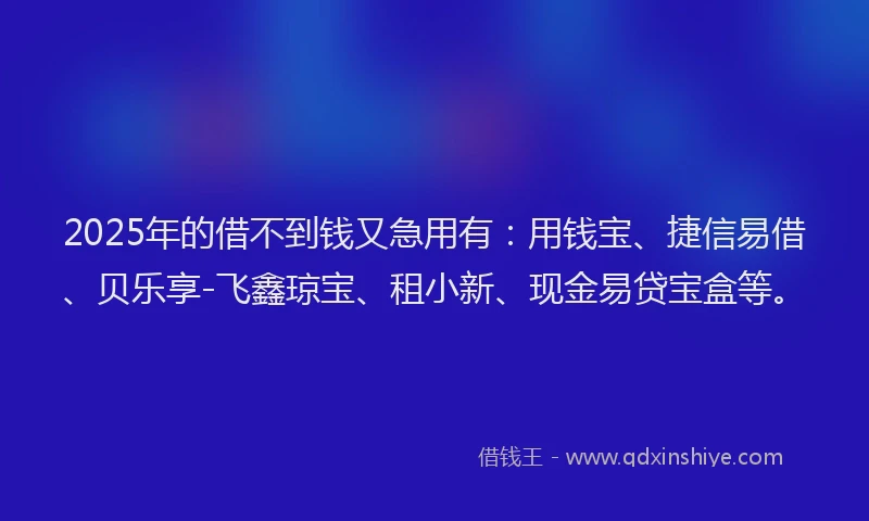2025年的借不到钱又急用有：用钱宝、捷信易借、贝乐享-飞鑫琼宝、租小新、现金易贷宝盒等。