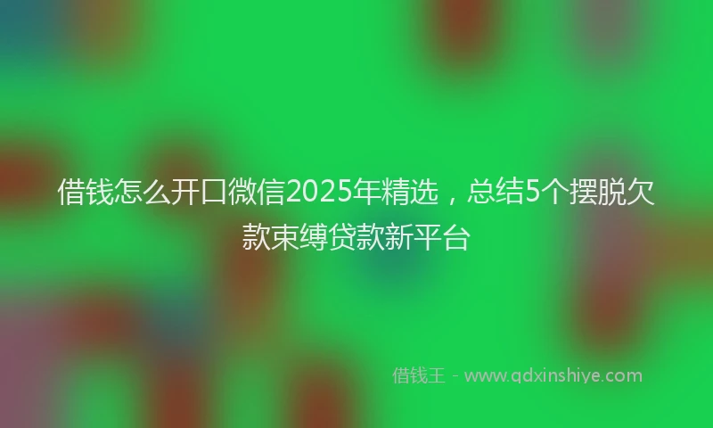 借钱怎么开口微信2025年精选，总结5个摆脱欠款束缚贷款新平台