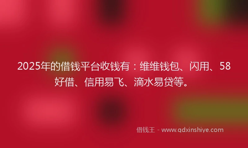 2025年的借钱平台收钱有：维维钱包、闪用、58好借、信用易飞、滴水易贷等。
