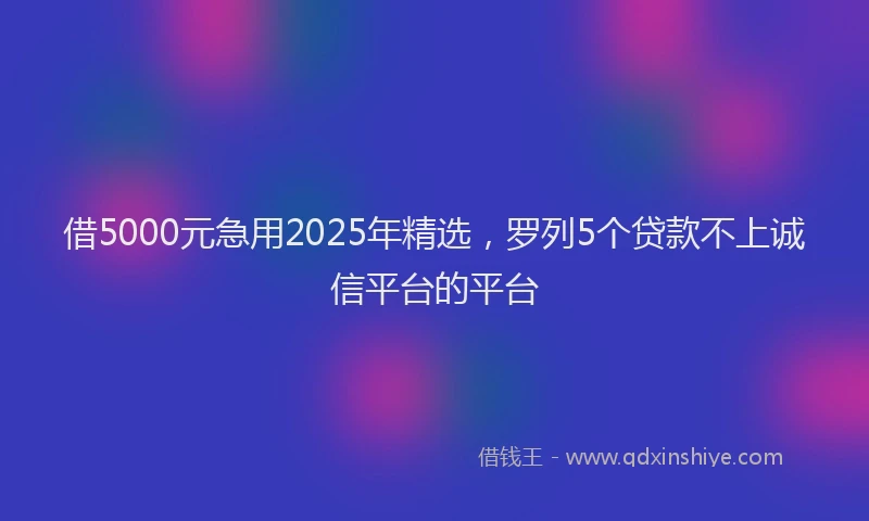 借5000元急用2025年精选，罗列5个贷款不上诚信平台的平台