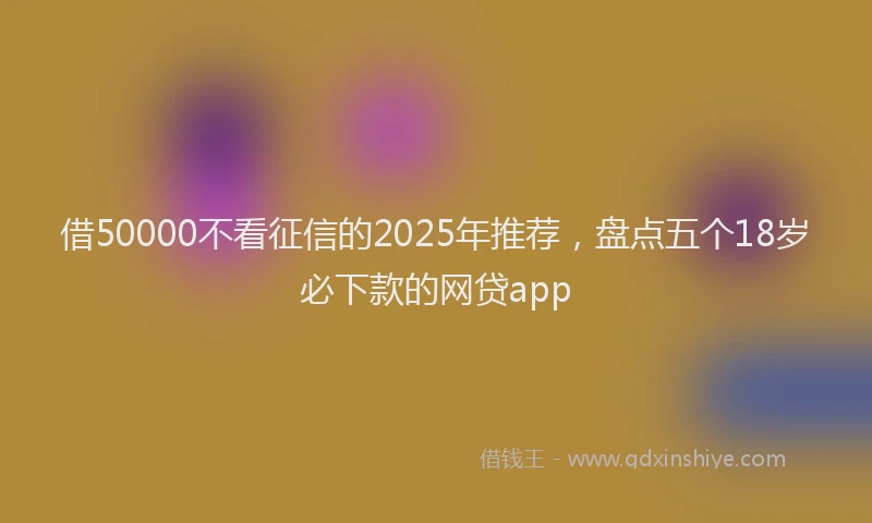 借50000不看征信的2025年推荐，盘点五个18岁必下款的网贷app