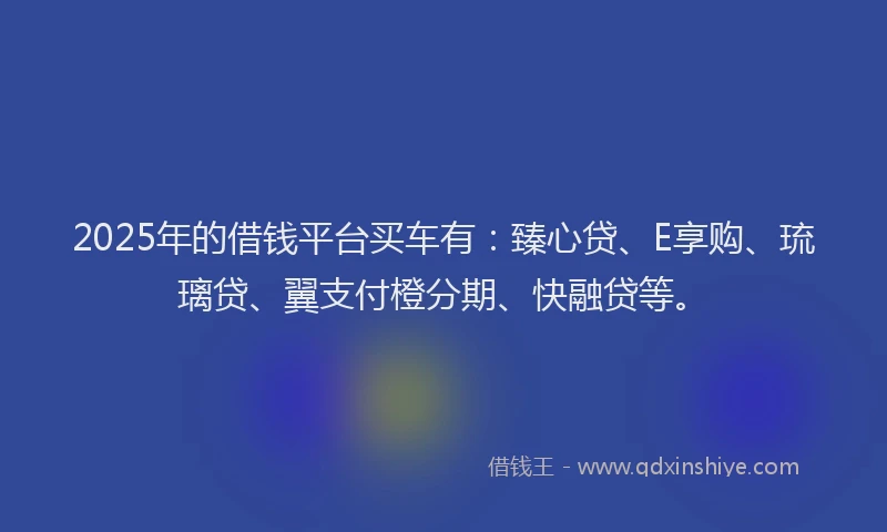 2025年的借钱平台买车有：臻心贷、E享购、琉璃贷、翼支付橙分期、快融贷等。