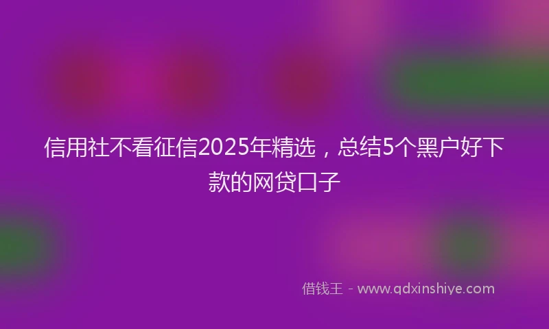 信用社不看征信2025年精选，总结5个黑户好下款的网贷口子