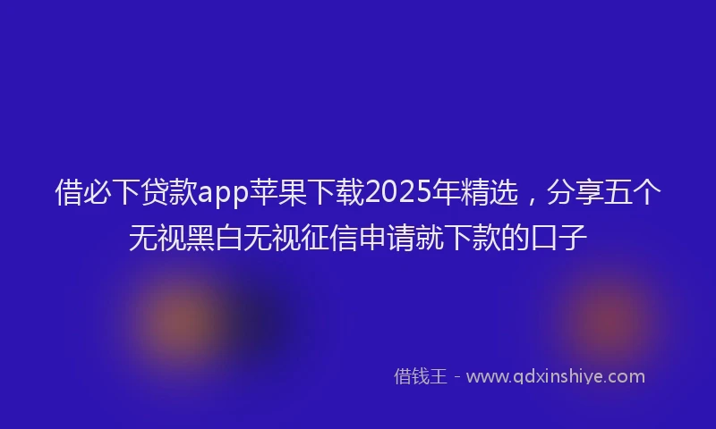 借必下贷款app苹果下载2025年精选,分享五个无视黑白无视征信申请就下款的口子