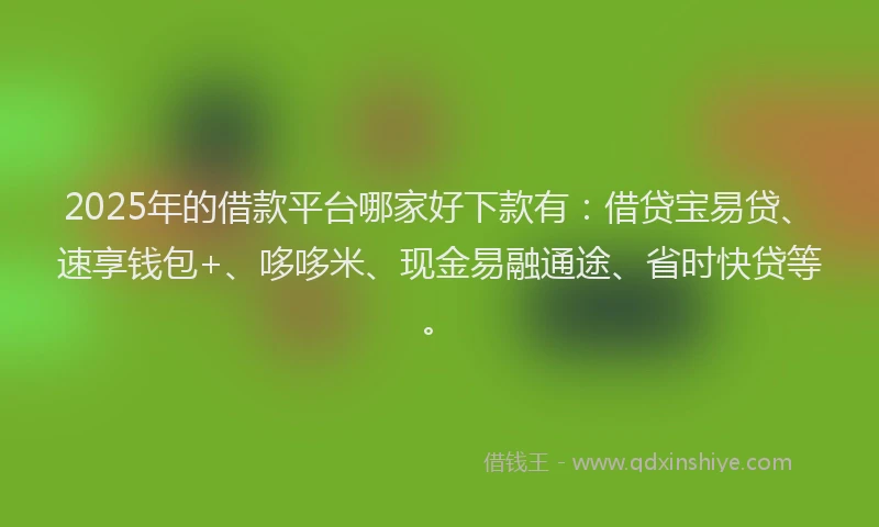 2025年的借款平台哪家好下款有：借贷宝易贷、速享钱包+、哆哆米、现金易融通途、省时快贷等。