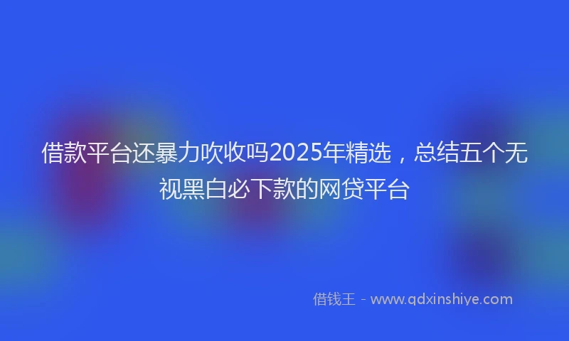 借款平台还暴力吹收吗2025年精选，总结五个无视黑白必下款的网贷平台