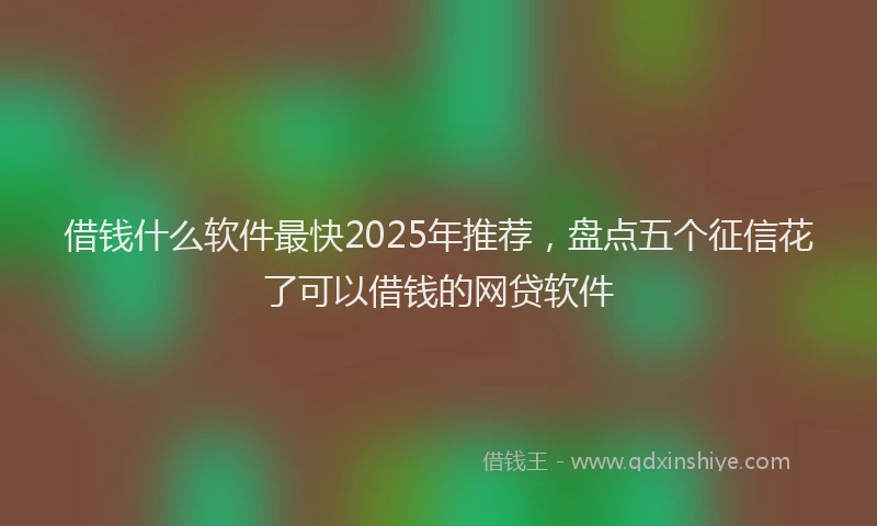 借钱什么软件最快2025年推荐，盘点五个征信花了可以借钱的网贷软件