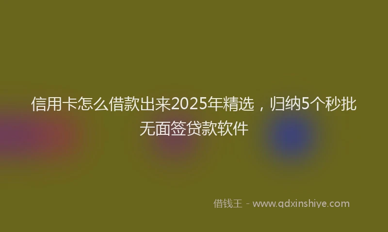信用卡怎么借款出来2025年精选，归纳5个秒批无面签贷款软件