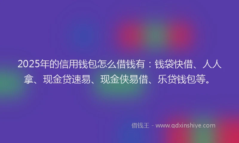 2025年的信用钱包怎么借钱有：钱袋快借、人人拿、现金贷速易、现金侠易借、乐贷钱包等。