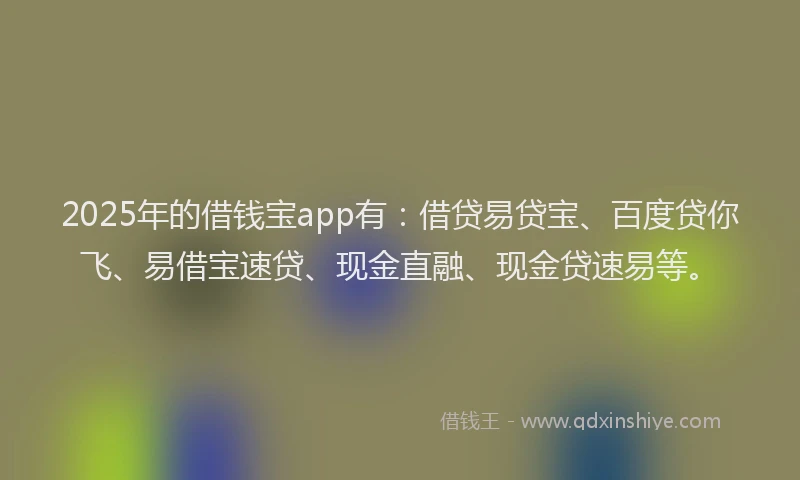 2025年的借钱宝app有：借贷易贷宝、百度贷你飞、易借宝速贷、现金直融、现金贷速易等。