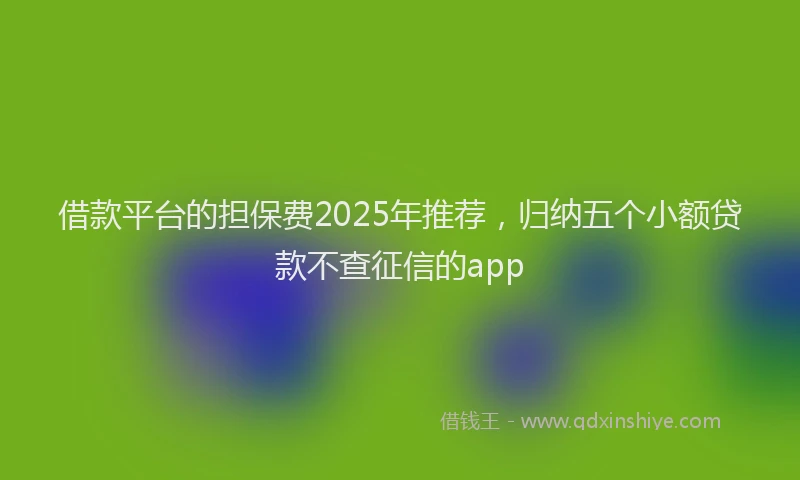 借款平台的担保费2025年推荐，归纳五个小额贷款不查征信的app