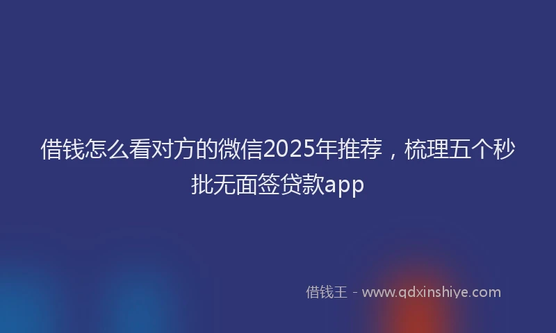 借钱怎么看对方的微信2025年推荐，梳理五个秒批无面签贷款app